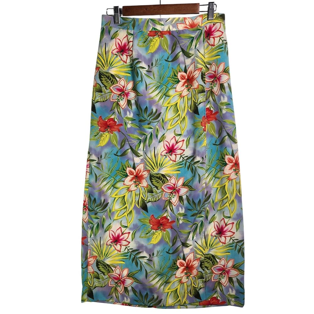 VTG Hawaiian Print Maxi Skirt Sz 12 L Wrap Lightweight Coconut Girl Beach Resort
